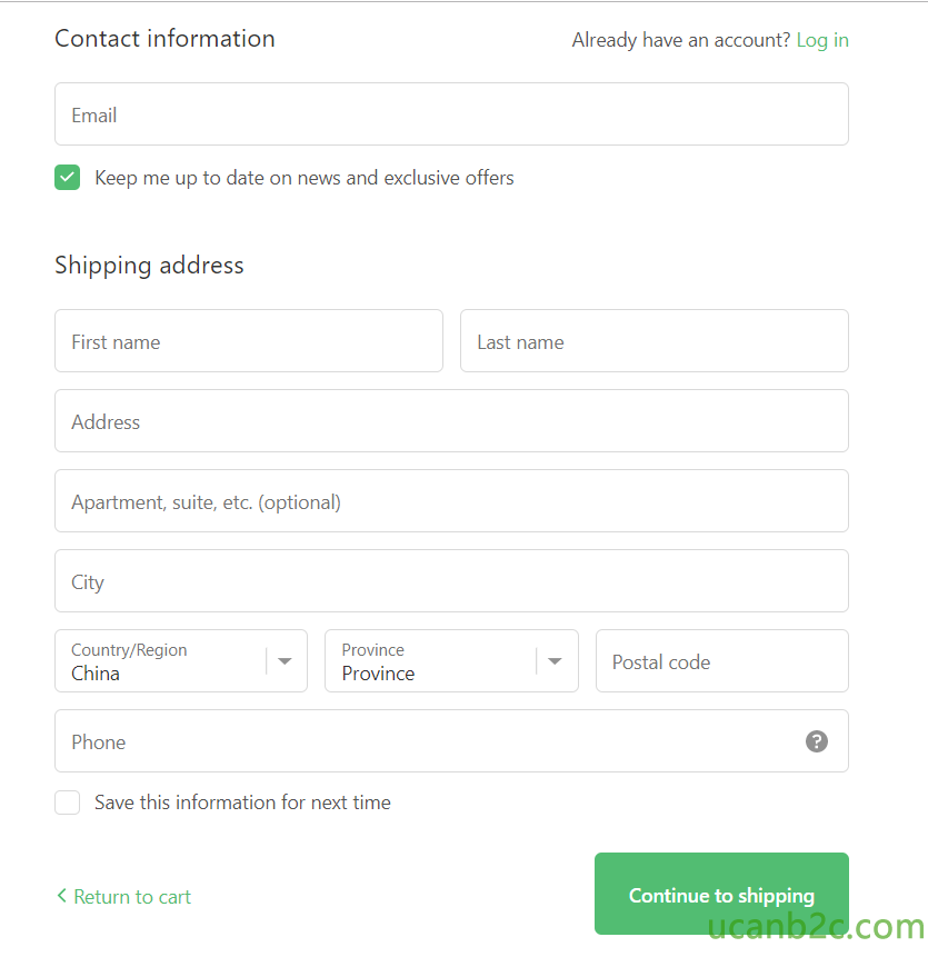Contact information Email Keep me up to date on news and exclusive offers Already have an account? Log in Shipping address First name Address Apartment, suite, etc. (optional) City Country/Region China Phone Province Province Save this information for next time < Return to cart Last name Postal code Continue to shipping 